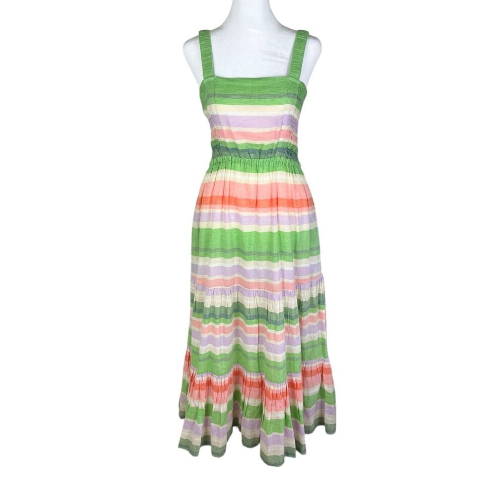 Banjanan Regina Striped Midi Dress Artisan Boho Romantic Cottagecore Size Small